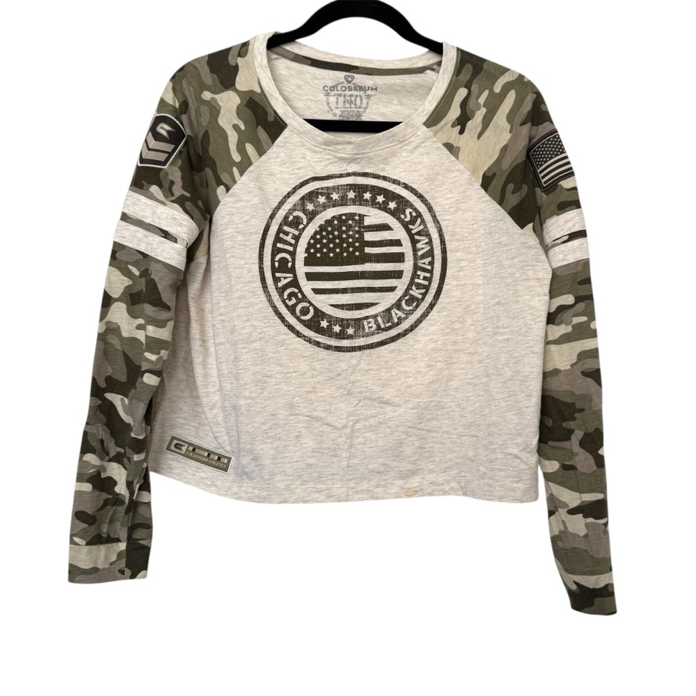 Colosseum Chicago Blackhawks‎ Camouflage Cropped Long Sleeve Shirt